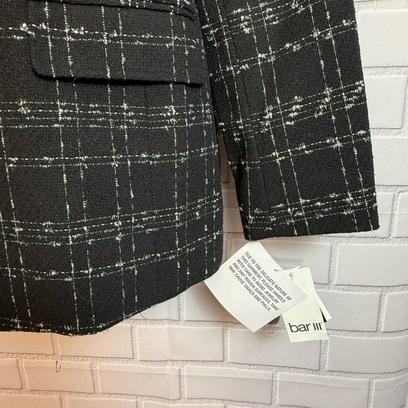 Bar IlI Women's Metallic Plaid black One-Button Blazer/size L - Picture 5 of 15